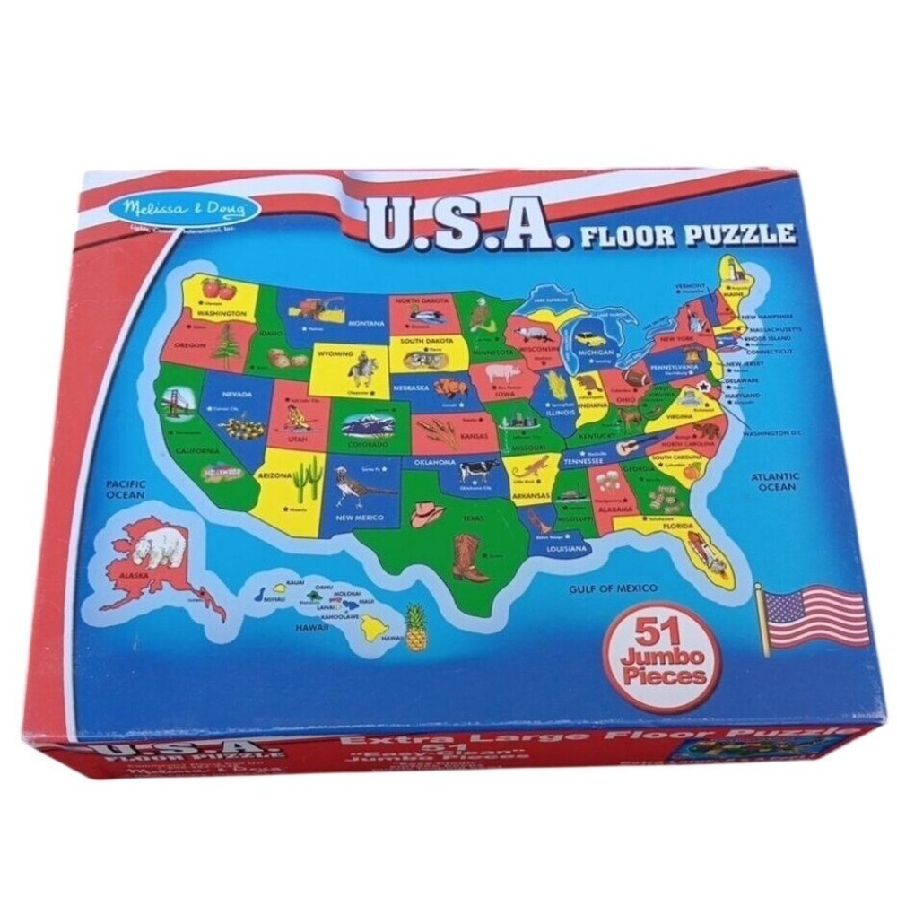 Melissa & Doug Floor Puzzle United States of America Map 51 Jumbo Piece USA #440